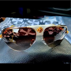 Chrome hearts “BALLS” White leather/ Gold decor *COLLECTORS*